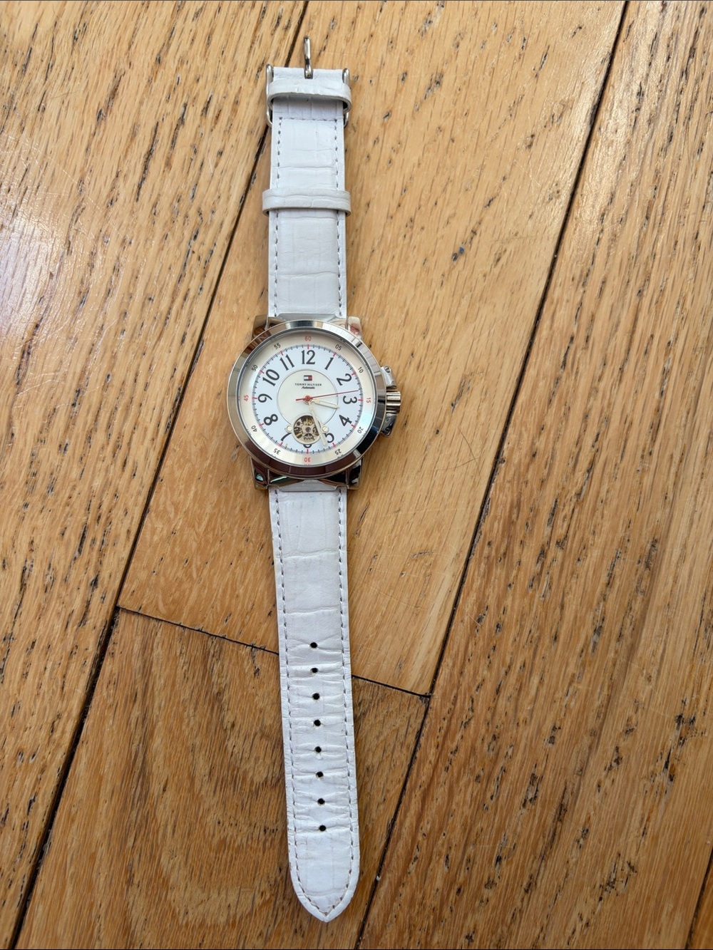 Tommy Hilfiger White Leather Strap Automatic Watch
